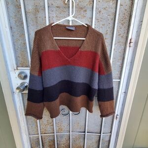 Wooden Ships Multicolor Striped V-Neck Sweater Size X/S